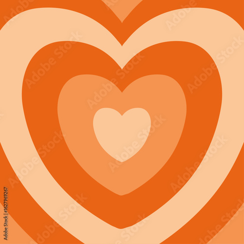 Retro Heart Background . Groovy Love Illustration