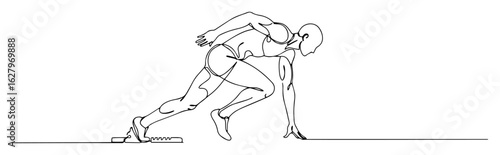 continuous one line drawing of a sprinter at the start