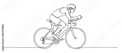 road cyclist vector line drawing illustration