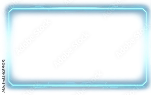 Light-blue glowing frame on white