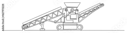 mobile tracked conveyor crusher line art vector
