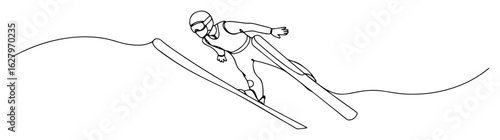 alpine skier racing downhill vector illustration