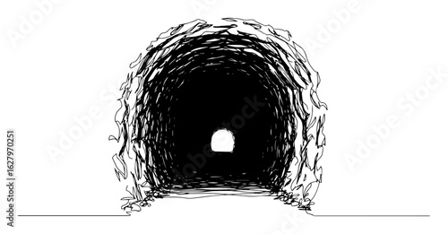 vector illustration of tunnel entrance outline