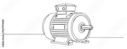 electric motor detailed vector line illustration
