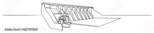 continuous one line drawing of a hydroelectric power plant dam