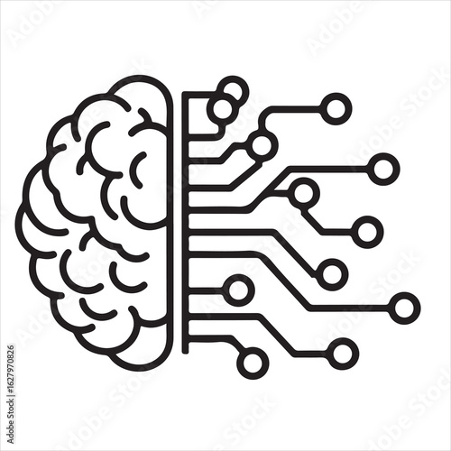 Artificial Intelligence Connection Brain with Digital Circuitry Illustration Merging Human Intellect and Technology for Innovation and Futuristic Concepts