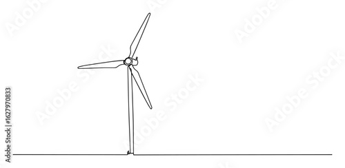 one continuous line drawing of a wind turbine for renewable energy concept