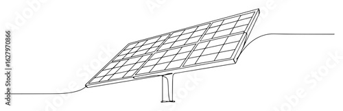 continuous one line drawing of a solar panel