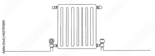single one line drawing of a modern central heating radiator icon