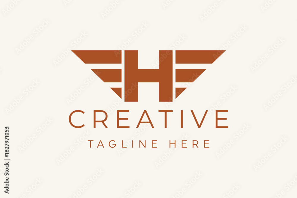Obraz premium Letter H wings Logo design vector image
