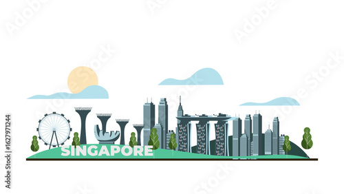 Singapore city travel illustration