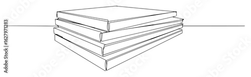 one single line drawing of a stack of books for education concept