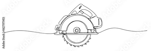 continuous line circular saw power tool vector illustration