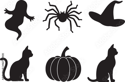 Spooky Halloween silhouettes collection for creative projects