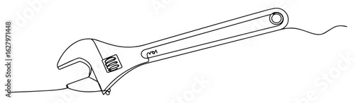 adjustable wrench spanner vector line art