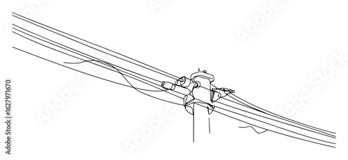 overhead power lines insulator junction line art vector