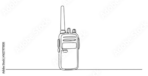 continuous one line drawing of a walkie talkie radio