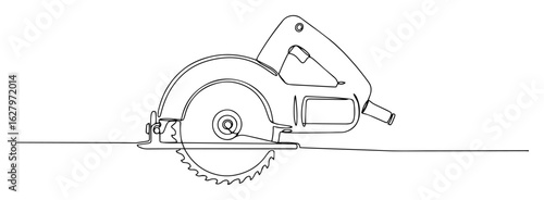 continuous line cutoff circular saw vector illustration