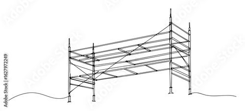 vector illustration of scaffold construction outline