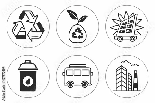 Set of ecofriendly icons isolated on white background