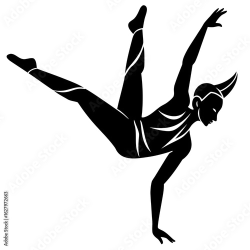 Black silhouette of a gymnast performing a handstand