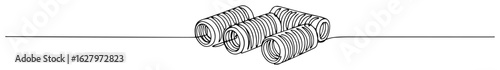 group of hair rollers curlers lineart monoline thin vector
