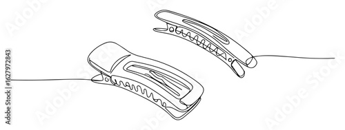 hair clamp clip styling lineart monoline thin vector