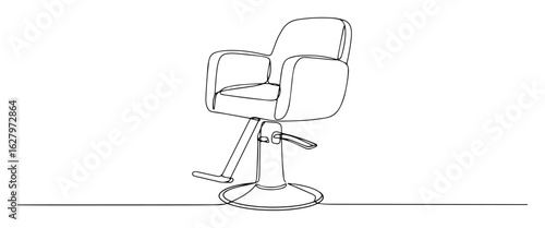 single one line drawing of a professional barber and salon chair vector