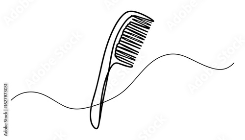 vector illustration of curved hair comb outline