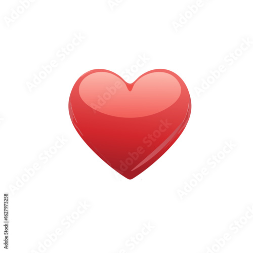 Glossy red heart icon with soft highlights, no background
