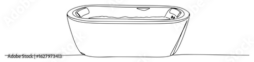 oval whirlpool bath tub line illustration vector monoline outline
