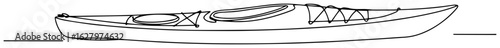one continuous line drawing of a sea kayak boat for adventure travel vector lineart