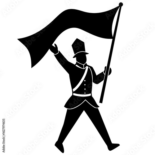 black flag bearer marching silhouette clip art preview