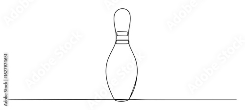 one continuous line drawing of a single bowling pin for sport game vector lineart