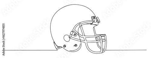 continuous one line drawing of an american football helmet protective gear vector sketch