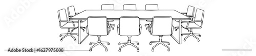 conference table with office chairs meeting room line icon vector monoline outline lineart