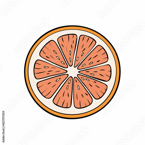 Vibrant citrus slice illustration showcasing detailed texture and bright color palette