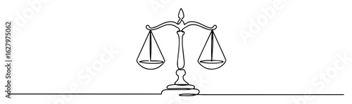 justice scales balance monoline thin lineart vector