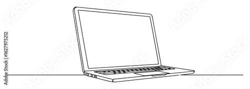 continuous one line drawing of a laptop computer electronic device vector sketch