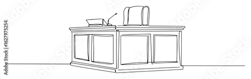 one single line drawing of a judge's bench in a courtroom vector design