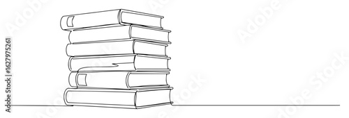 stack of books library literature study symbol vector monoline outline