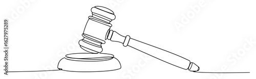 judge gavel law justice hammer court icon vector monoline outline