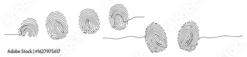 fingerprint set identification elements vector lineart design