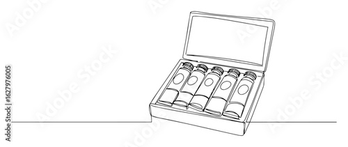 box of paints watercolor set vector outline sketch