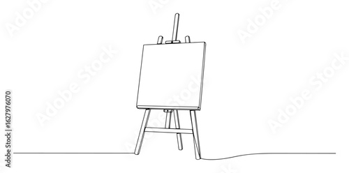 artist easel with canvas monoline thin lineart vector