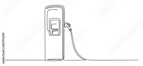one single line drawing of an electric car charging station vector design
