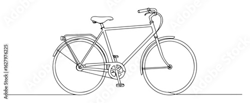 one continuous line drawing of a classic city bike vector lineart
