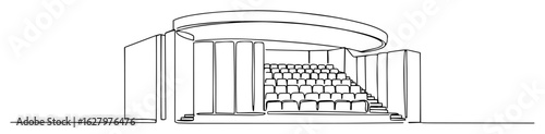 modern amphitheater auditorium circular seating architecture vector monoline outline