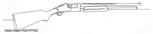 continuous one line drawing of a pump action shotgun a classic hunting rifle weapon vector outline sketch