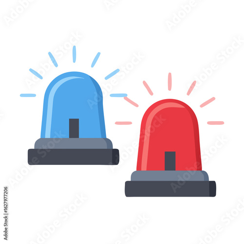 Police flashers siren set. Isolated on transparent background.